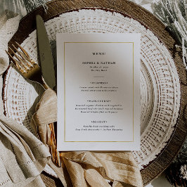 Moderne minima | Faux Gold Border Wedding Menu