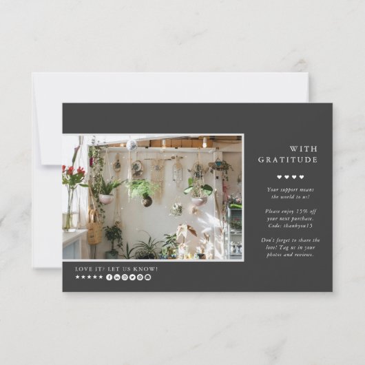 Moderne minima | Koolsteengrijze zaken Hartelijk d Bedankkaart (Achterkant)