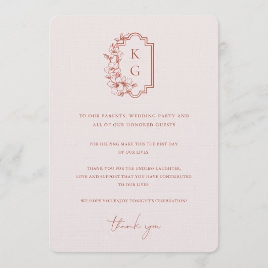 Moderne minima | Monogram weddenschap Bedankt Menu (Voorkant)