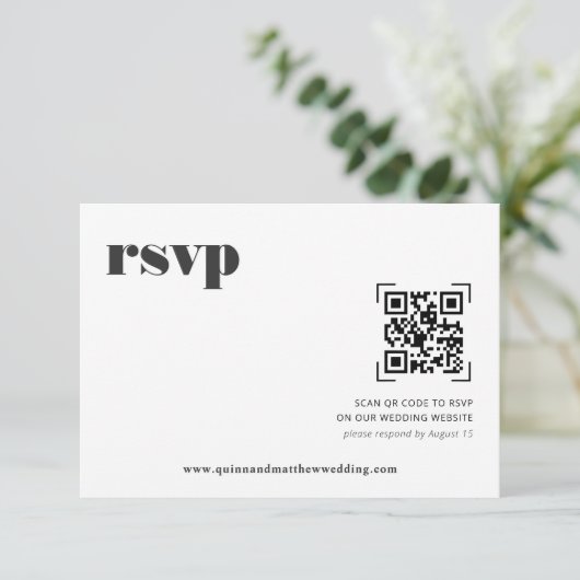 Moderne minima | QR-code bruiloft RSVP (Staand voorkant)
