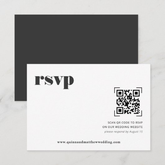 Moderne minima | QR-code bruiloft RSVP Kaartje (Voorkant / Achterkant)