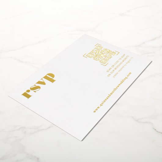 Moderne minima | QR Code Wedding RSVP Kaart (Gedraaid)