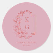 Moderne minima | Weddenschapsmonogram Ronde Sticker (Voorkant)