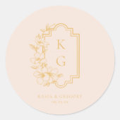 Moderne minima | Weddenschapsmonogram Ronde Sticker (Voorkant)