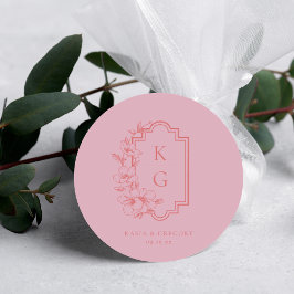 Moderne minima | Weddenschapsmonogram Ronde Sticker
