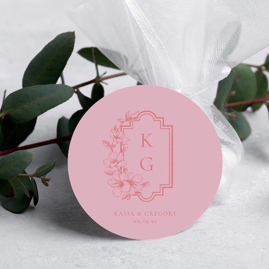 Moderne minima | Weddenschapsmonogram Ronde Sticker