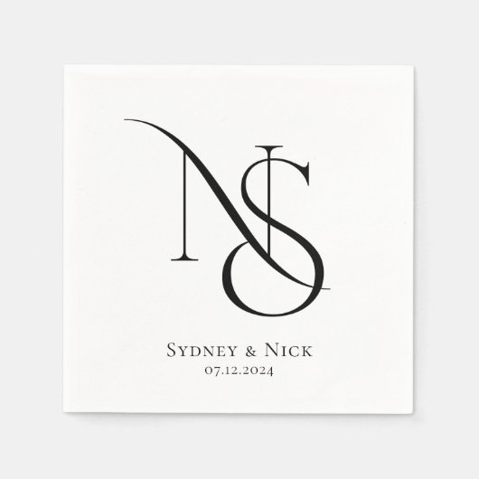 Moderne minima | Weddenschapsmonogram Servet (Voorkant)