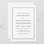 Moderne minima | Zwarte-grensbruiloft Kaart (Voorkant / Achterkant)