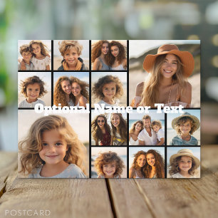 Moderne Minimaal 14 Foto Collage Zwart - Witte Tek Briefkaart