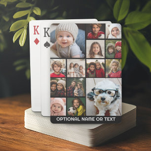 Moderne Minimaal 14 Foto Collage Zwart - Witte Tek Pokerkaarten
