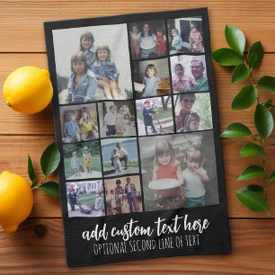Moderne Minimaal 14 Foto Collage Zwart - Witte Tek Theedoek