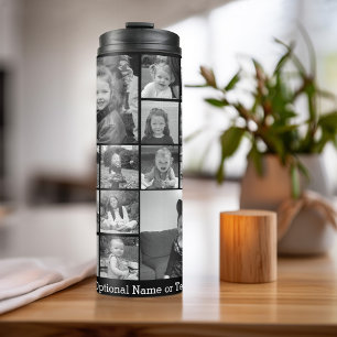Moderne Minimaal 14 Foto Collage Zwart - Witte Tek Thermosbeker