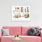 Moderne Minimaal 4 Foto Aangepaste Familienaam Canvas Afdruk (Insitu (Woonkamer))