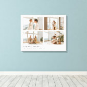 Moderne Minimaal 4 Foto Aangepaste Familienaam Canvas Afdruk (Insitu (Houten vloer))
