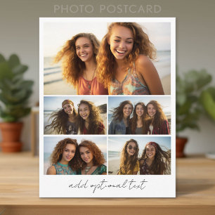 Moderne Minimaal 5 Foto Collage met Tekst Briefkaart