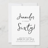 Moderne Minimaal 60e Verjaardag Script Zwart & Wit Kaart (Voorkant)
