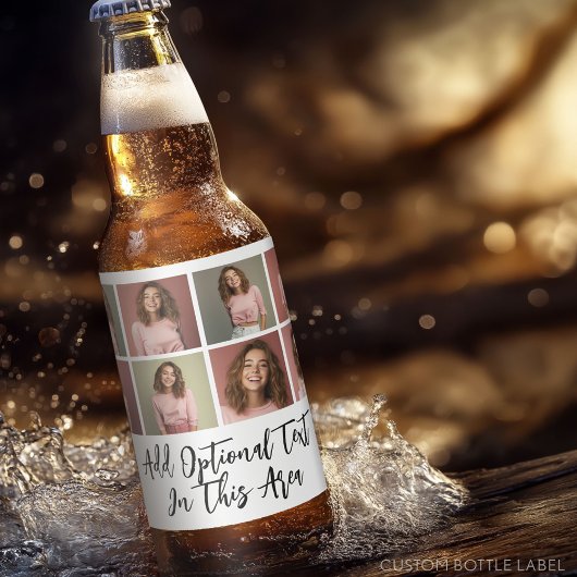 Moderne Minimaal 8 Foto Raster Collage - Wit Bier Etiket