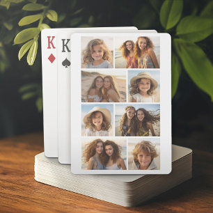 Moderne Minimaal 8 Foto Raster Collage - Wit Pokerkaarten