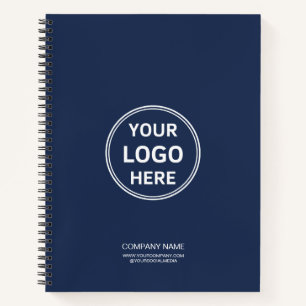 Moderne Minimaal Aangepast Logo Marineblauw Notitieboek
