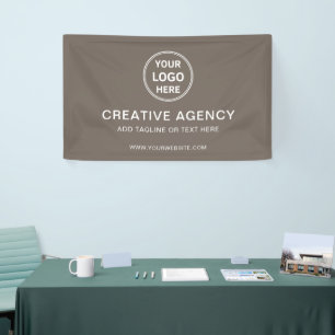 Moderne Minimaal Aangepast Logo Taupe Zakelijk Bed Spandoek