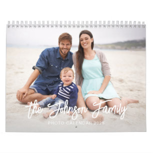 Moderne Minimaal Aangepaste Familie Foto Kalender