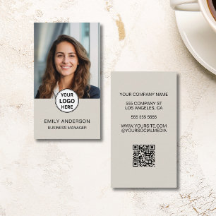 Moderne Minimaal Aangepaste Foto Logo QR Zakelijke Visitekaartje