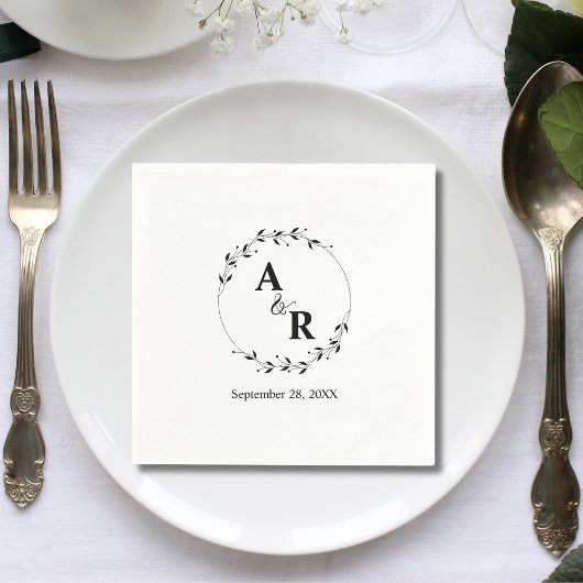 Moderne Minimaal Aangepaste Rustieke Blad Bruiloft Servet