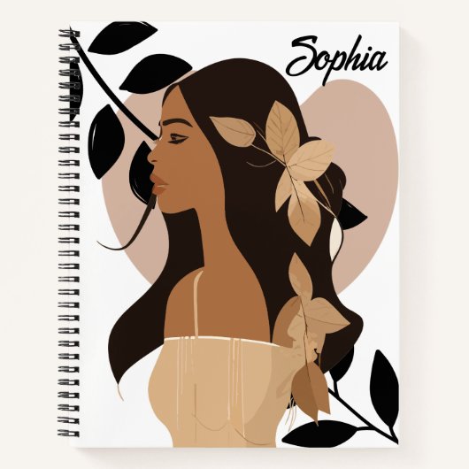 Moderne Minimaal Abstract Boho Meisje Aangepaste N Notitieboek (Voorkant)