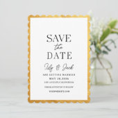 Moderne Minimaal, Antieke Dunne Gouden Rand Frame Save The Date (Staand voorkant)