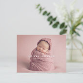 Moderne Minimaal Baby Foto Geboorte Aankondiging Briefkaart (Staand voorkant)