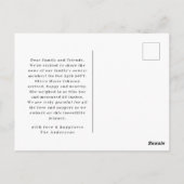 Moderne Minimaal Baby Foto Geboorte Aankondiging Briefkaart (Achterkant)