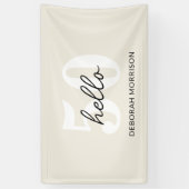 Moderne Minimaal Beige typografie 50ste verjaardag Spandoek (Verticaal)