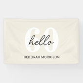 Moderne Minimaal Beige typografie 60ste verjaardag Spandoek (Horizontaal)