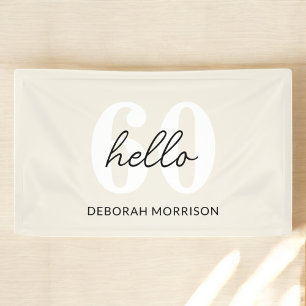 Moderne Minimaal Beige typografie 60ste verjaardag Spandoek