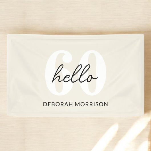 Moderne Minimaal Beige typografie 60ste verjaardag Spandoek