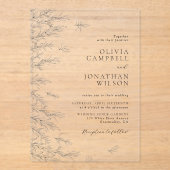 Moderne Minimaal Bladeren Botanische Trouwdag Acryl Uitnodigingen (Voorkant)