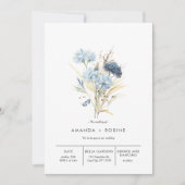 Moderne Minimaal Blauwe Bloemen Huwelijksuitnodigi Kaart