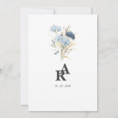 Moderne Minimaal Blauwe Bloemen Huwelijksuitnodigi Kaart