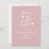 Moderne Minimaal Blozend met Hartjes Save the Date Kaart (Voorkant)