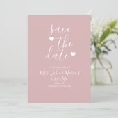 Moderne Minimaal Blozend met Hartjes Save the Date Kaart (Staand voorkant)