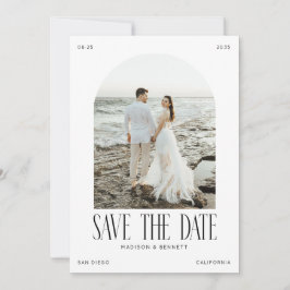 Moderne Minimaal Boho Boog Foto Dubbelzijdig Save The Date