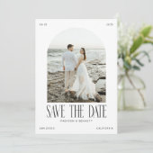 Moderne Minimaal Boho Boog Foto Dubbelzijdig Save The Date (Staand voorkant)