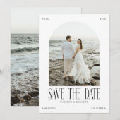 Moderne Minimaal Boho Boog Foto Dubbelzijdig Save The Date (Voorkant / Achterkant)