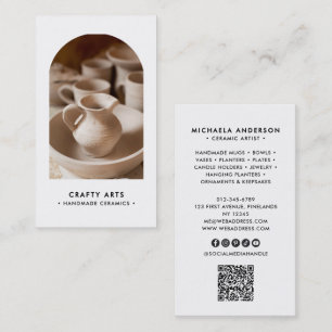 Moderne Minimaal Boho Boog Foto QR Code & Sociale  Visitekaartje