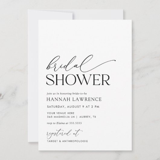 Moderne Minimaal Boho Bruidsfeest Kaart (Voorkant)