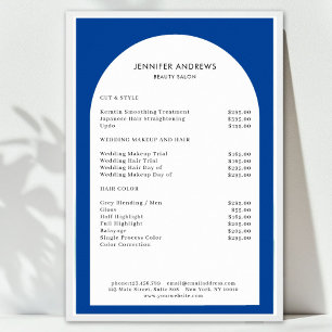 Moderne Minimaal Boog Blauw Salon Prijslijst Poster