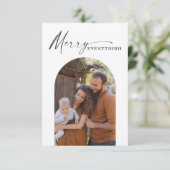 Moderne Minimaal Boog Kerst Fotokaart Bedankkaart (Staand voorkant)