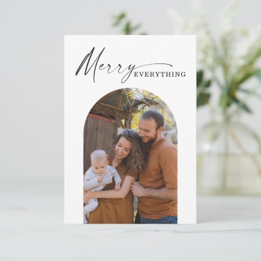 Moderne Minimaal Boog Kerst Fotokaart Bedankkaart (Staand voorkant)