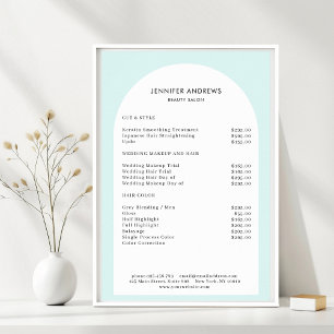 Moderne Minimaal Boog Lichtblauwe Salon Prijzenlij Poster