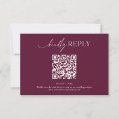 Moderne Minimaal Burgundy Boho Trouw QR Code RSVP Kaartje (Voorkant)